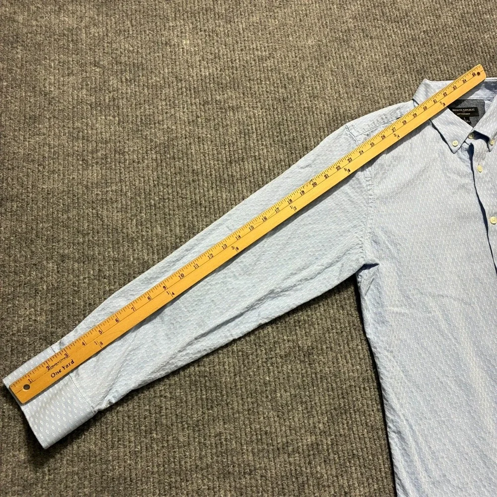 Banana Republic‎ Soft Wash Slim Fit Mens Button Down Shirt L Blue Long Sleeve